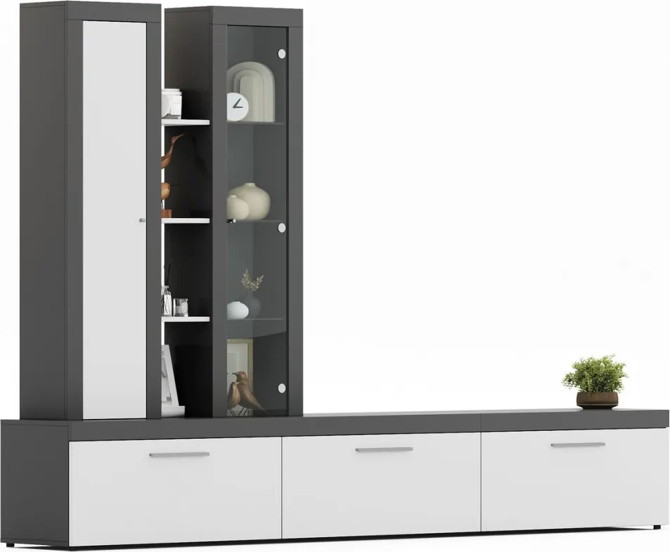 Obývacia stena Orion, antracit/biela