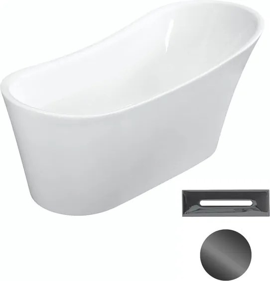 Besco Akrylátová voľne stojaca vaňa Calima 170x74 BESCO-Typ výpuste: Click-Clack s prepadom, grafit, BESCO-Rozmery: 170x74, BESCO-Farba: Biela