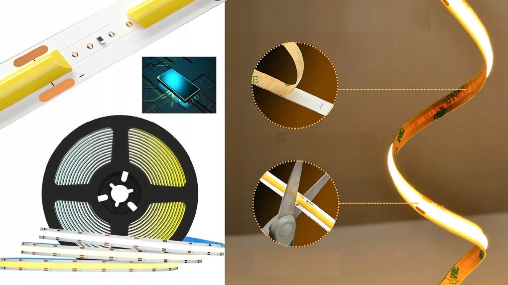 BERGE LED pásik COB Neon 12V - 480D - 9W/m - IP67 - 990lm - 5m - neutrálna farba