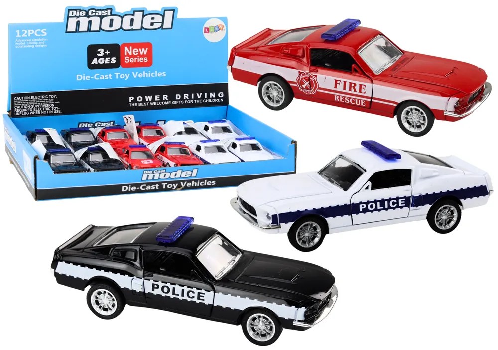 LEAN TOYS Záchranné vozidlá 1:32 Mix – policajné, hasičské