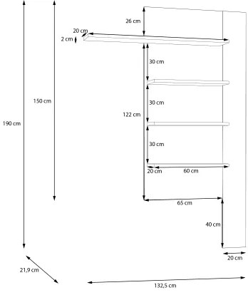 Nástenná polica INAR dub/čierna