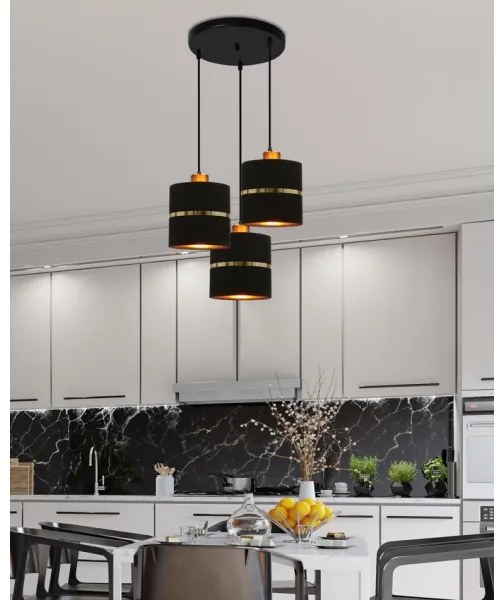 Luster na lanku ASSAM 3xE27/60W/230V čierna