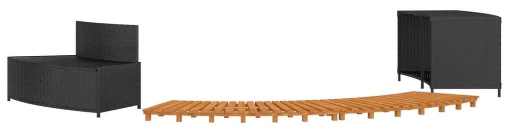 Rám k vírivke, čierny, polyratan a akáciový masív