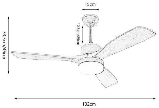 ZEVENTI - LED stropný ventilátor MARE LED/24W/230V Wi-Fi Tuya dub + diaľkový ovládač