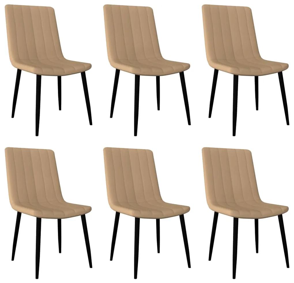 vidaXL Jedálenské stoličky 6 ks, krémové, umelá koža