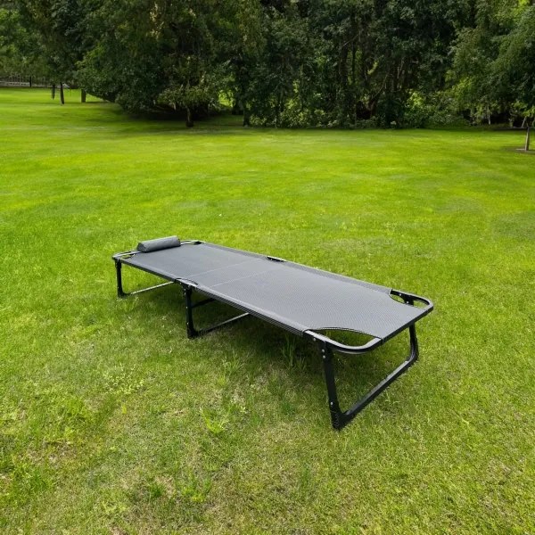 Skladacie kempingové ležadlo s matracom šedá