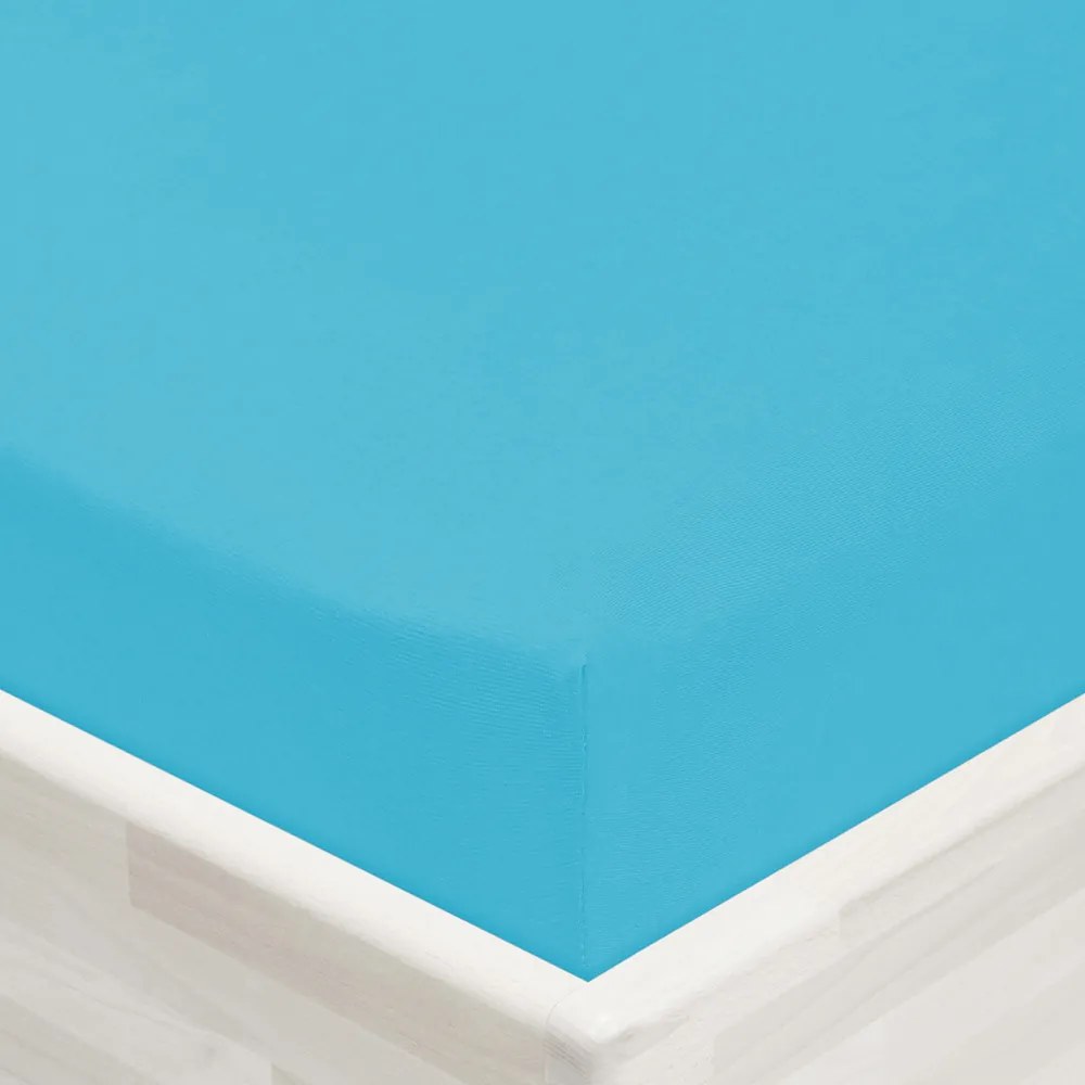 Jersey napínacie prestieradlo JR-017 Azúrovo modré 160 x 200 - výška 20 cm