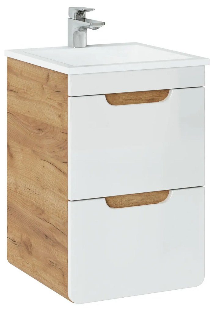 Zostava kúpeľňového nábytku BÁRA 40 cm s vysokou skrinkou vr. zápustného keramického umývadla