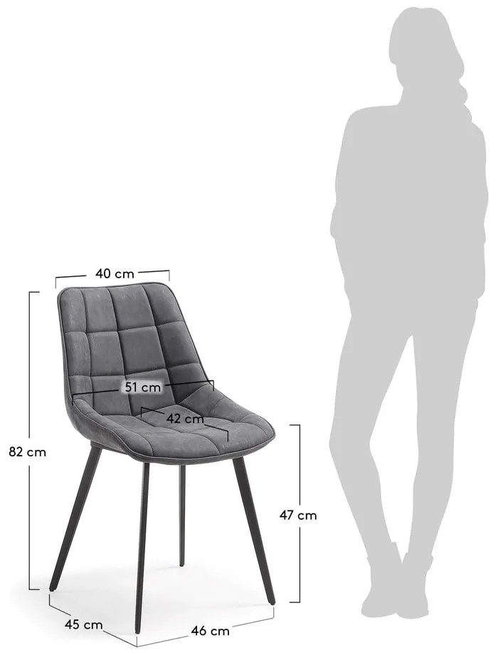 Sivá jedálenská stolička Kave Home Adah