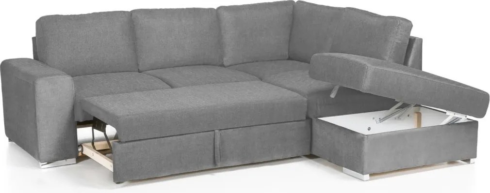 Rohová sedacia súprava Eddi, stredne šedá látka, pravý roh