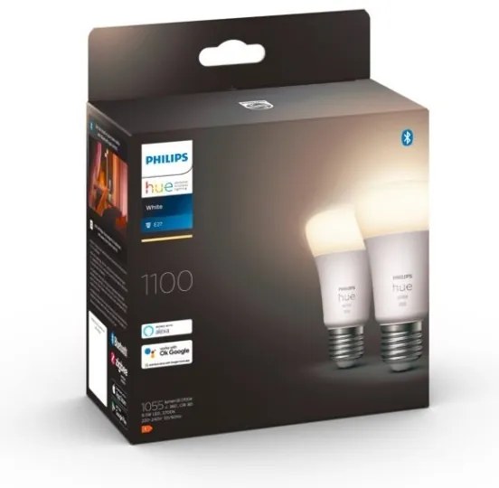 SADA 2x LED Stmievateľná žiarovka Philips Hue WHITE E27/9,5W/230V 2700K
