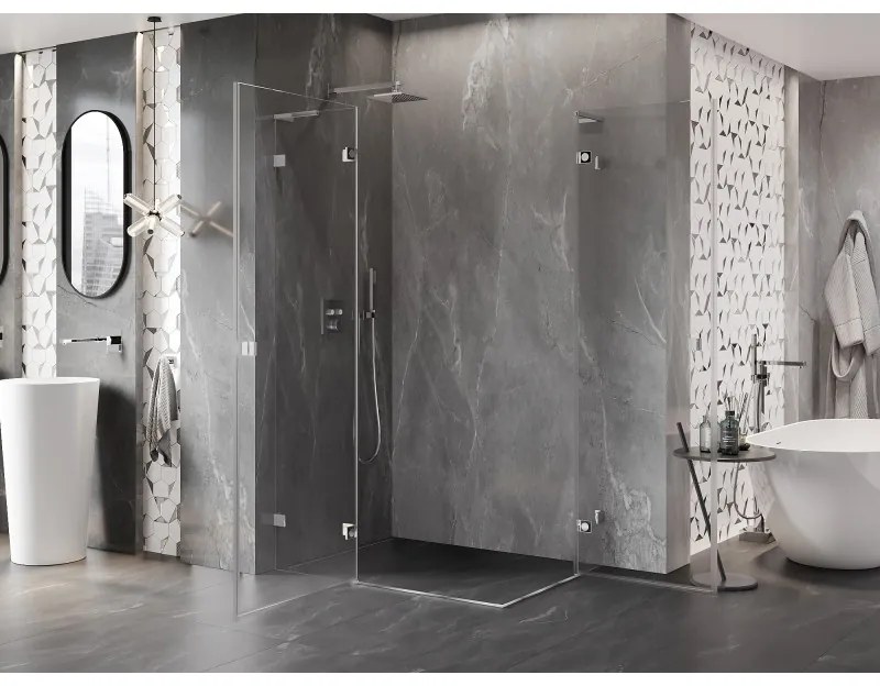 Mexen Lunar L Duo výklopný sprchový kút 95 x 90 cm, 8mm číre sklo, chrómový profil, 834L-095L-090P-01-00