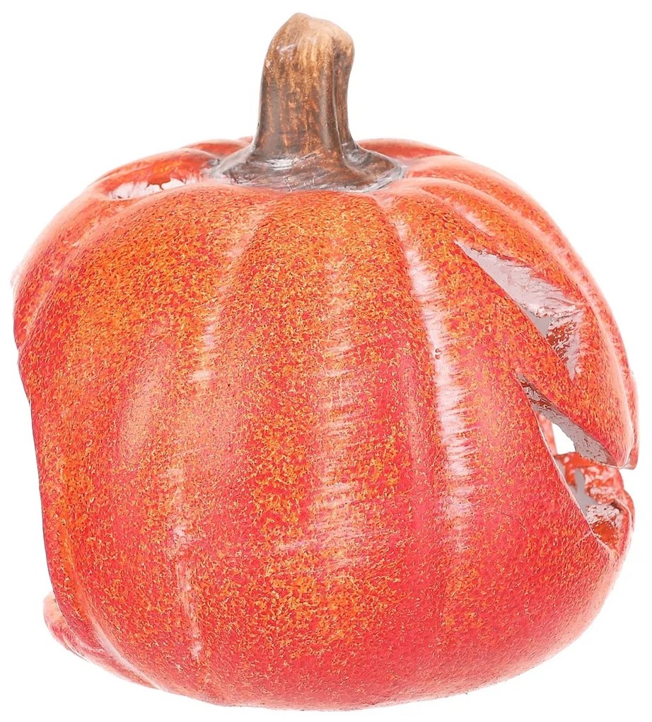 Svietnik Tekvička s tvárou malá oranžová, keramika, pr. 10 cm, pr. 10 cm