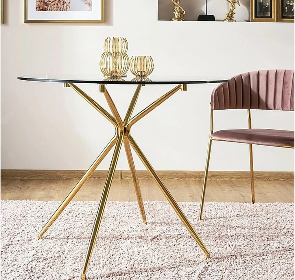 Jedálenský stôl Azalia 80 cm číry/zlatý