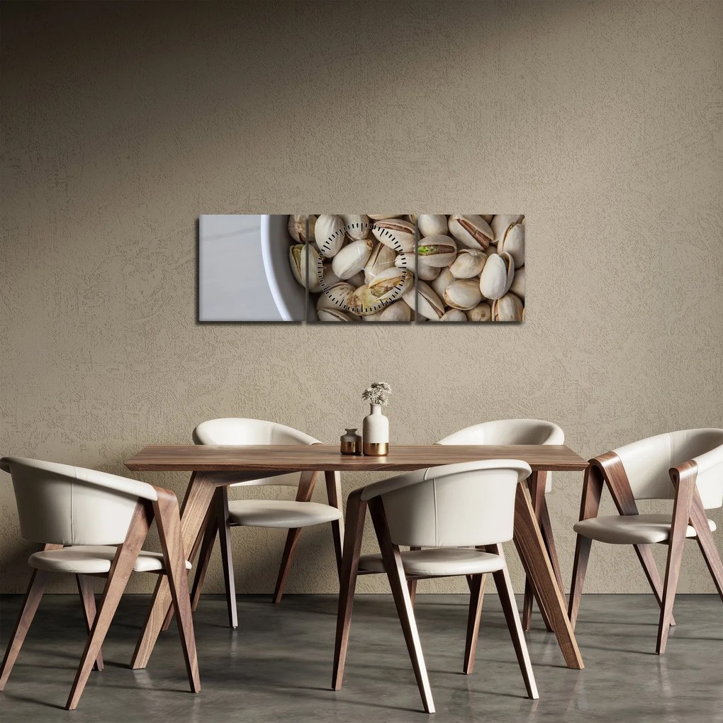 Obraz - pistácie (s hodinami) (90x30 cm)
