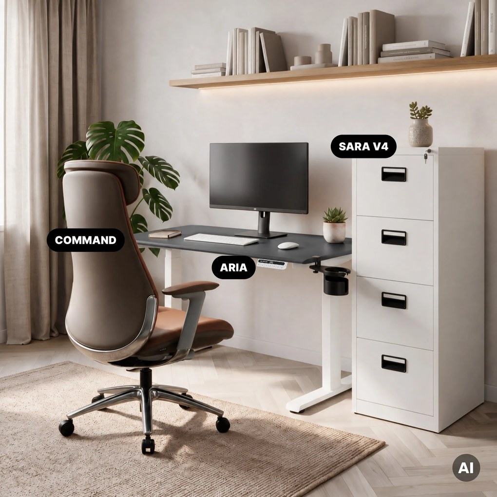 Elektrický stôl s nastaviteľnou výškou ergonomický bielo-antracitový,1200x600 mm: ARIA