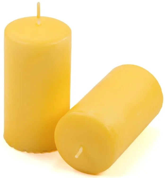 Sada stĺpových sviečok, 11,5 cm, Ø 6 cm, žltá, 12 ks