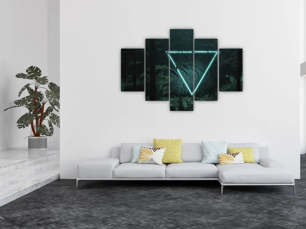 Obraz - Neónový trojuholník v jungli (150x105 cm)