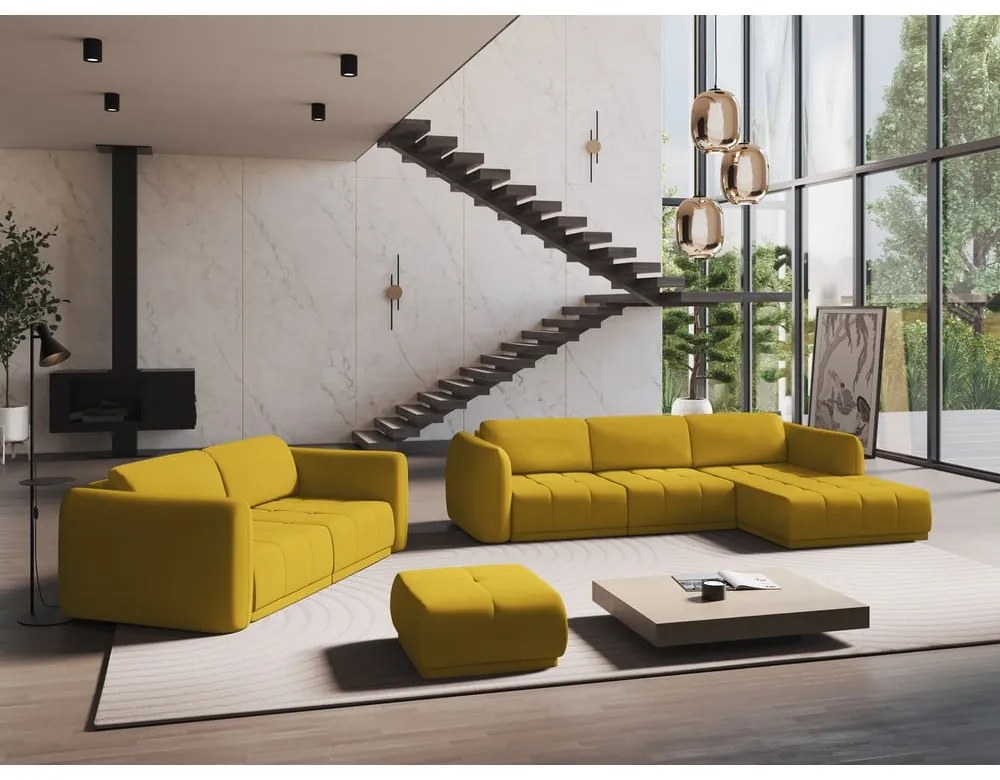 Žltá rohová pohovka (pravý roh) Hoku – Makamii