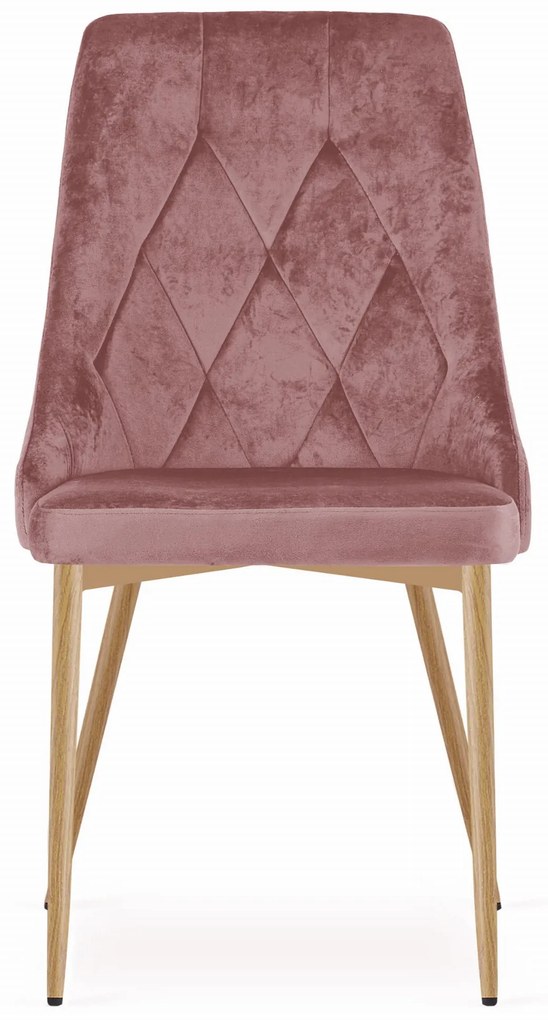 Stolička IMOLA - ružový zamat / nohy vo farbe dreva x 3 9401 71 00 00