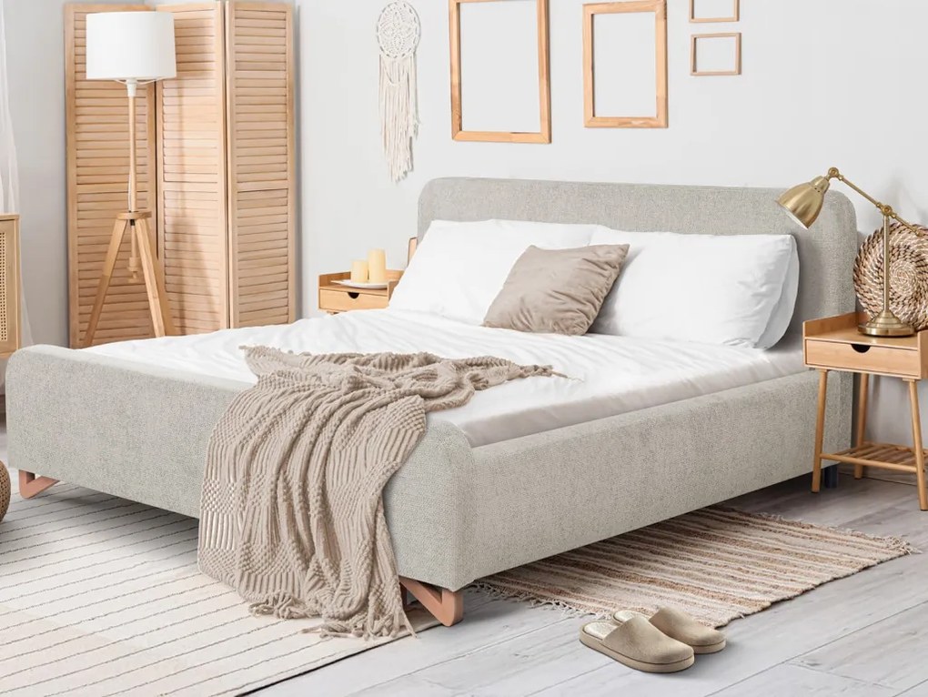 Posteľ Flamingo 180x200 cm, šedo-béžová štruktúrovaná tkanina