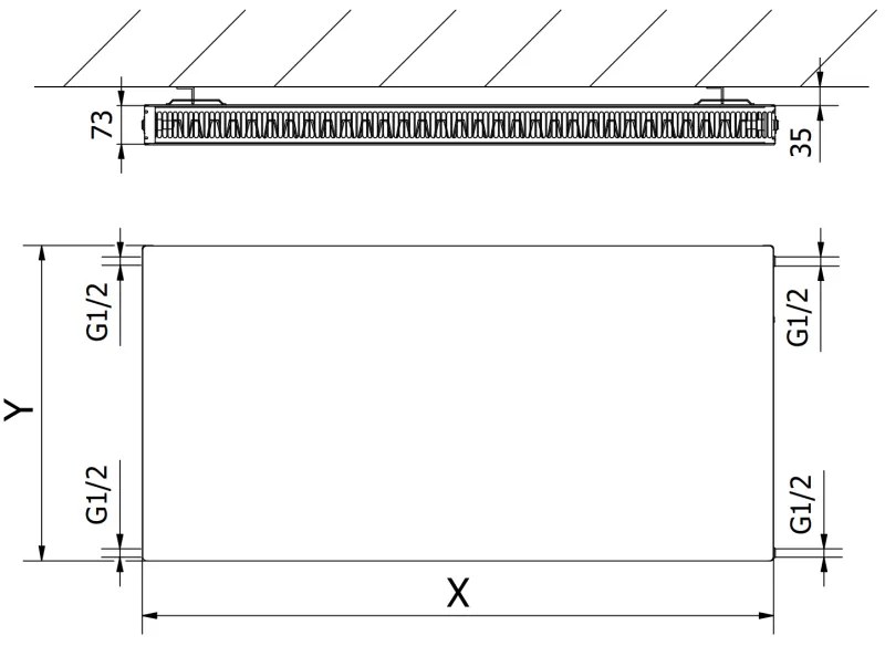 Mexen, Mexen Flat CF21 panelový radiátor 900 x 700 mm, bočné pripojenie, 1113 W, biely - W421F-090-070-00