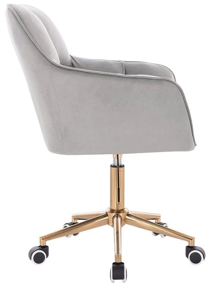 LuxuryForm DESIGN Kreslo AMALFI VELUR na zlatej podstave s kolieskami - svetlosivé