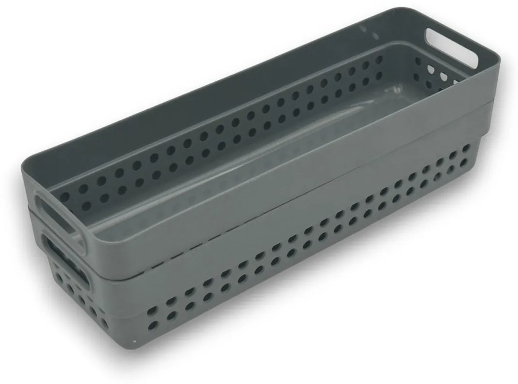 Sada 2 košíkov na organizáciu, organizéry do zásuvky KOLE 24 x 7,5 cm - sivý