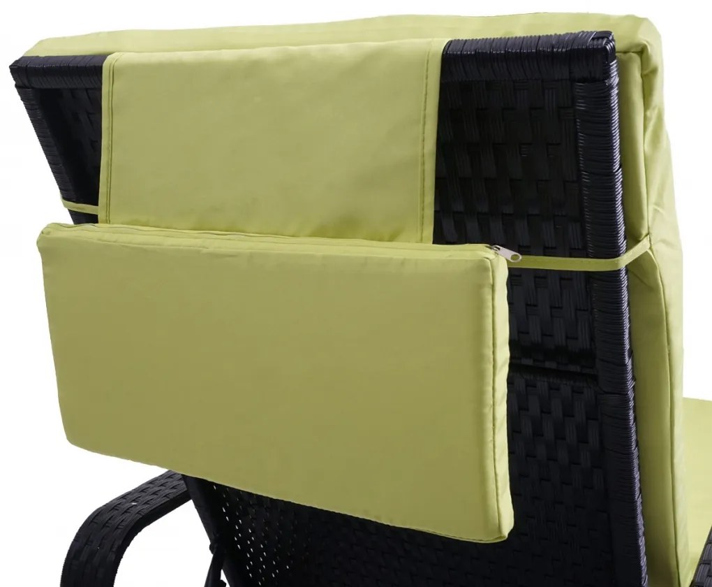 Lehátko Carrara, polyratan / hliník - antracit, svetlozelený vankúš