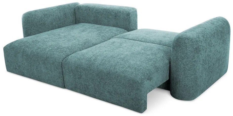 Modrá ženilková rozkladacia/s úložným priestorom rohová pohovka (ľavý roh/s leňoškou) Mele – Makamii