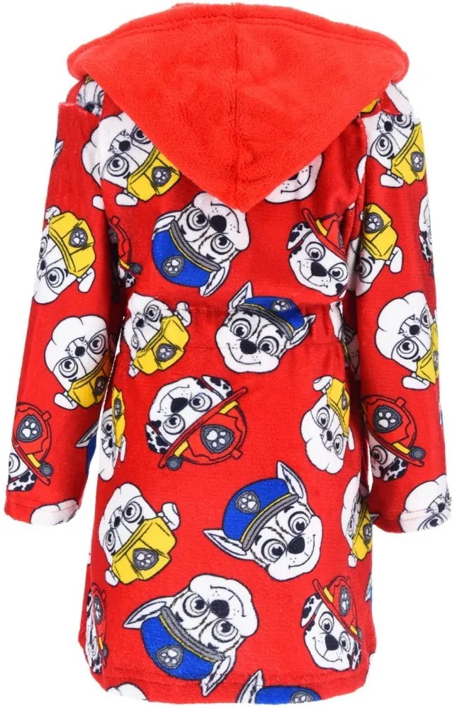 Chlapčenský fleece župan s kapucňou Labková patrola - červený, EU 98