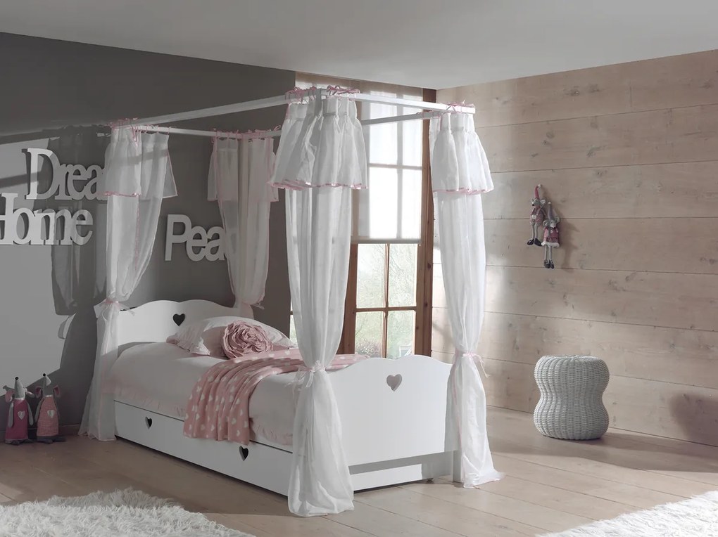 Detská posteľ Amori s nebesami 200x90 cm látková nebesá nad posteľ