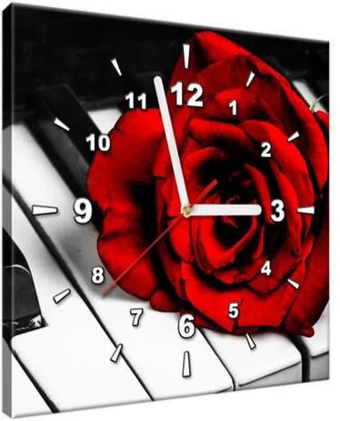 Obraz s hodinami Ruža na klavíri 30x30cm ZP1229A_1AI
