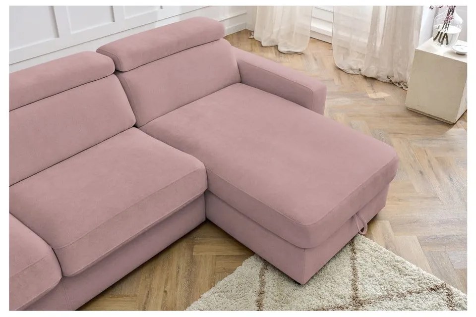 Ružová rozkladacia rohová pohovka (variabilná) Monaco – Bobochic Paris