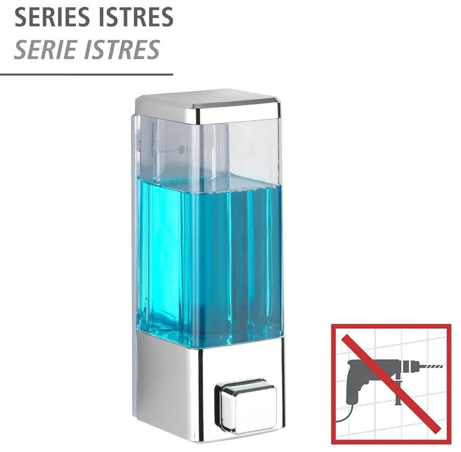 Nástenný plastový dávkovač mydla v striebornej farbe 0.32 l Istres – Wenko
