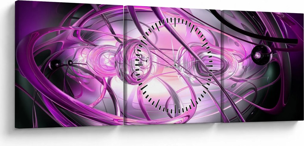 Obraz krásnej fialovej abstrakcie (s hodinami) (90x30 cm)