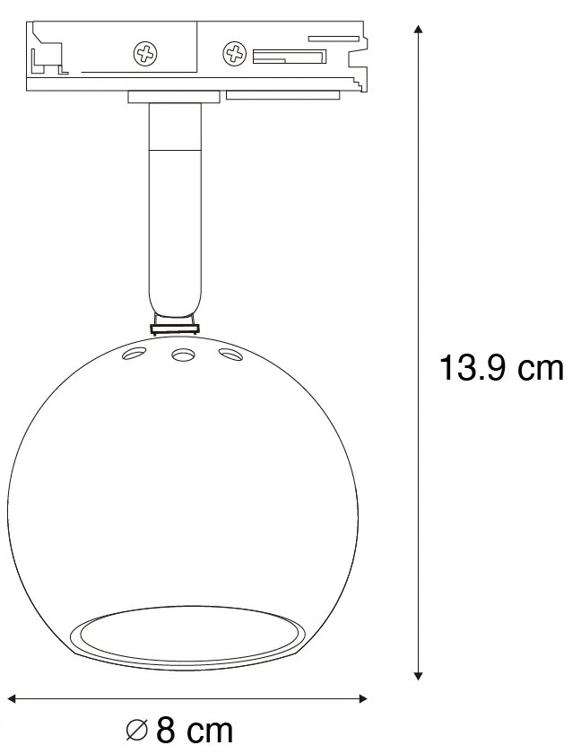Moderné 1-fázové koľajnicové bodové svetlo čierne so zlatom - Gissi