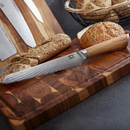 Nůž na pečivo Bread 240 mm SOK Olive Sunshine Damascus