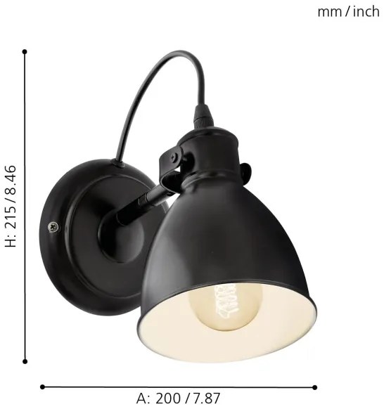 Eglo 49468 - Nástenné svietidlo PRIDDY 1xE27/40W/230V