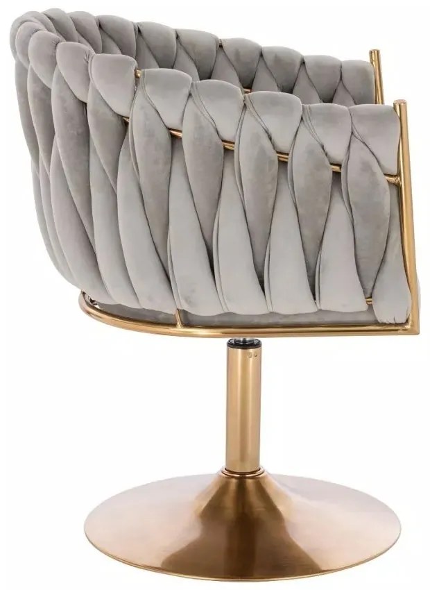 LuxuryForm DESIGN Kreslo NORDEN VELUR na zlatom tanieri - svetlo šedé