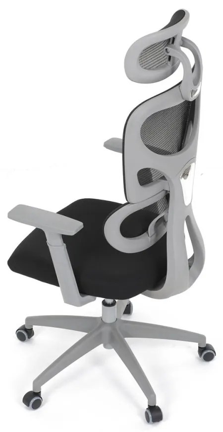 Kancelárska ergonomická stolička GRANT II — sieť, látka, sivá/čierna
