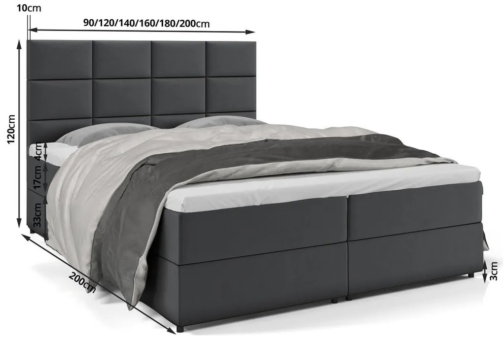 Kontinentálna posteľ GIRA - 200x200, šedá