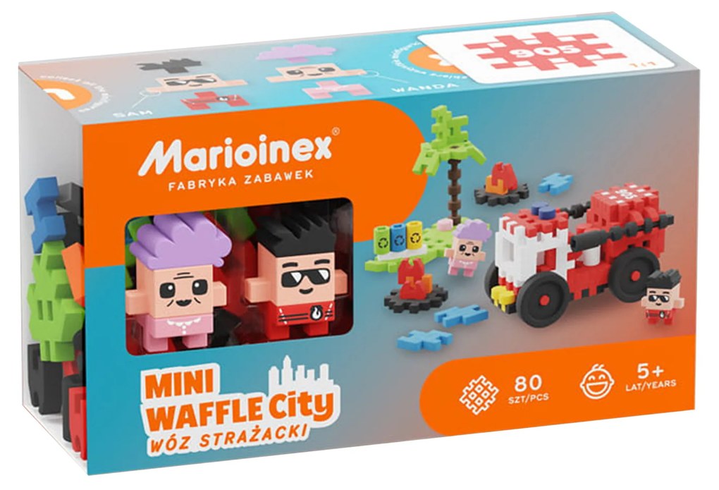 Stavebnica Hasičské auto 80 ks Marioinex MINI WAFFLE 903193