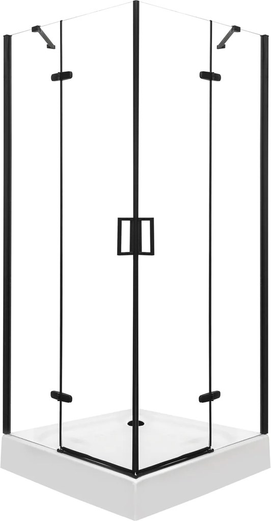 Novoterm Štvorcový sprchovací kút NV-Flow 80x80 čierna/transparent + vanička