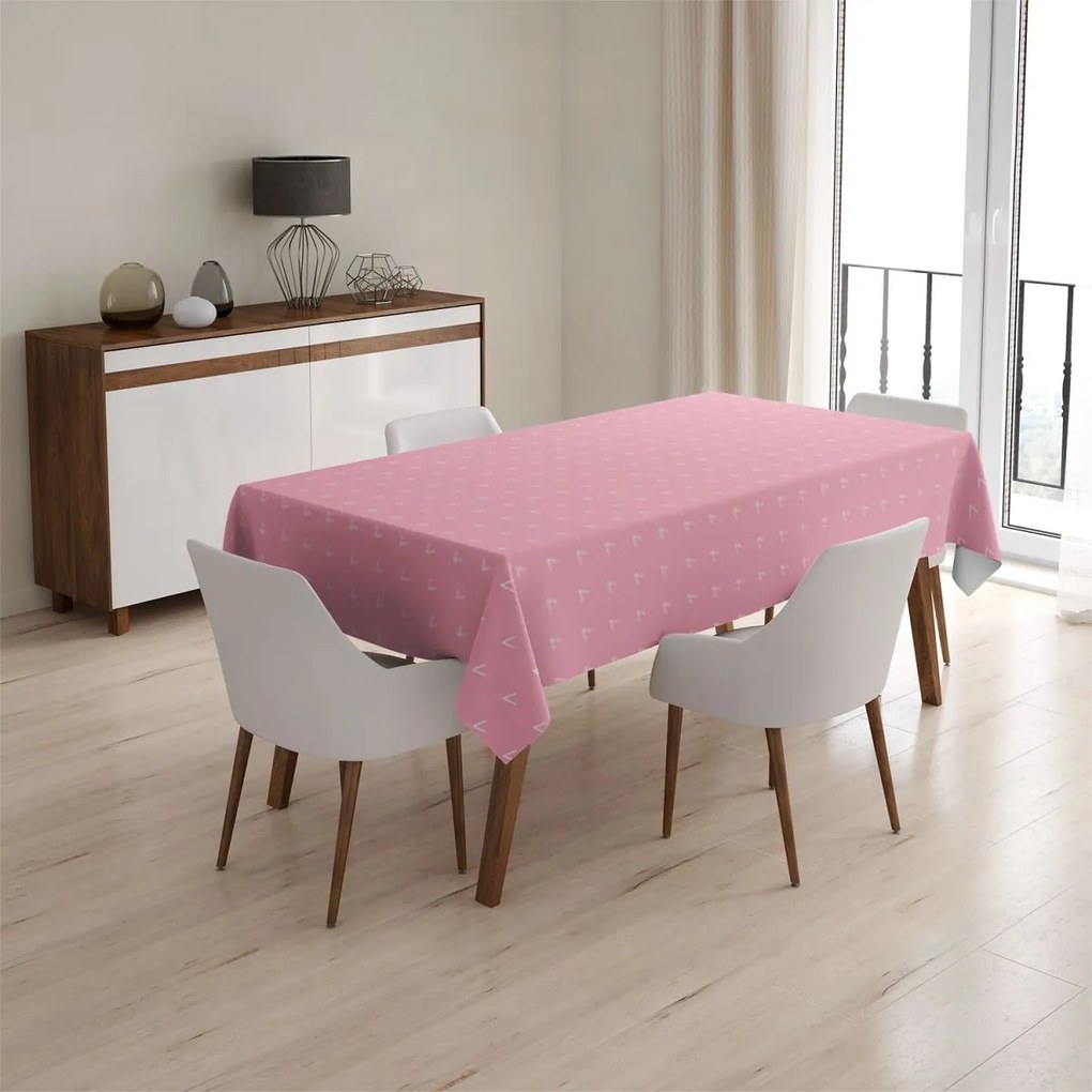 Sablio Obrus Biele čiarky na ružovej - 90x90 cm