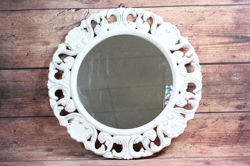 Drevené zrkadlo - biele (p. 47,5 cm) - vidiecky štýl