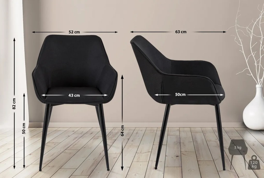 Jedálenská stolička látka Vessa - čierna