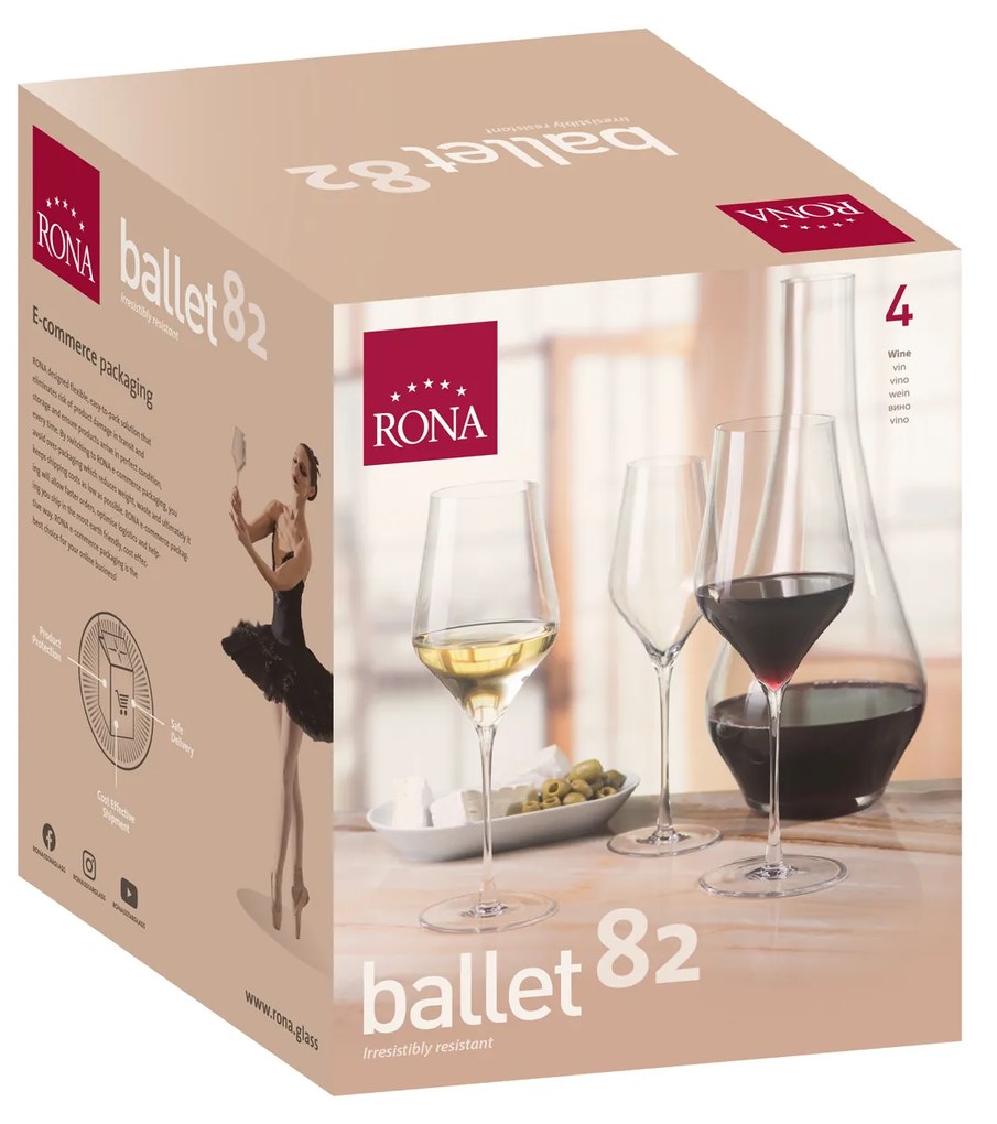 RONA 4x Pohár na víno BALLET 820ml