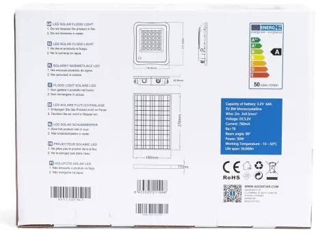 Aigostar - LED Stmievateľný solárny reflektor LED/50W/3,2V IP65 + DO