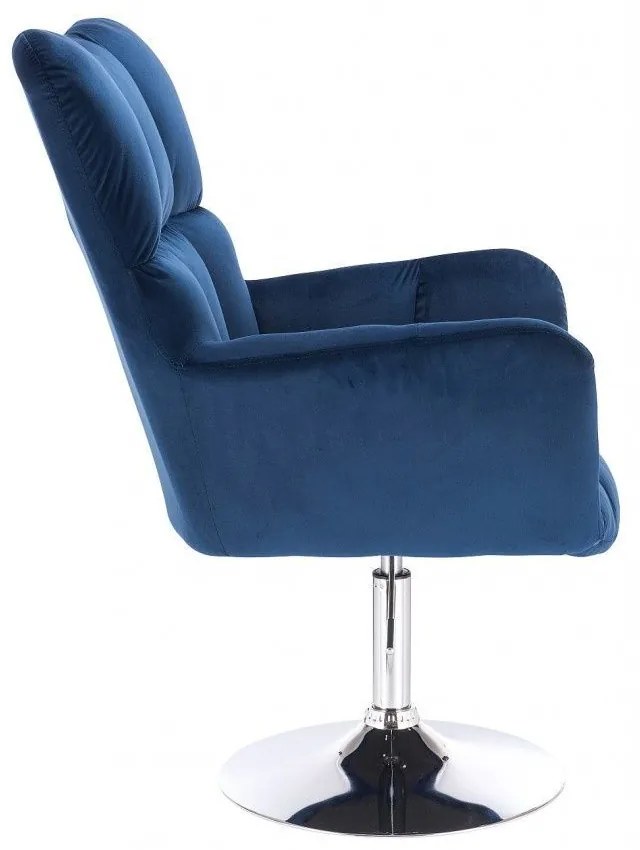 LuxuryForm DESIGN Otočné kreslo AURORA VELUR na striebornom tanieri - modré